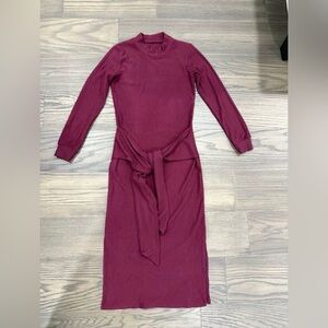 52. Burgundy Tie Front Dress